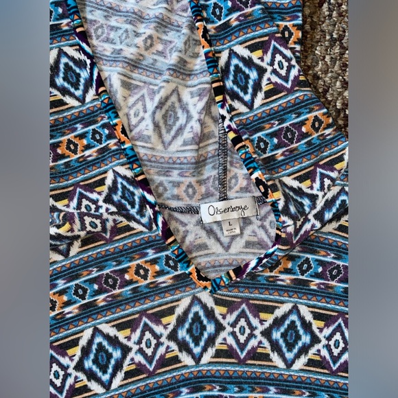 Olsenboye - Hooded Fringe Poncho Top (Southwest Print) - Picture 3 of 5